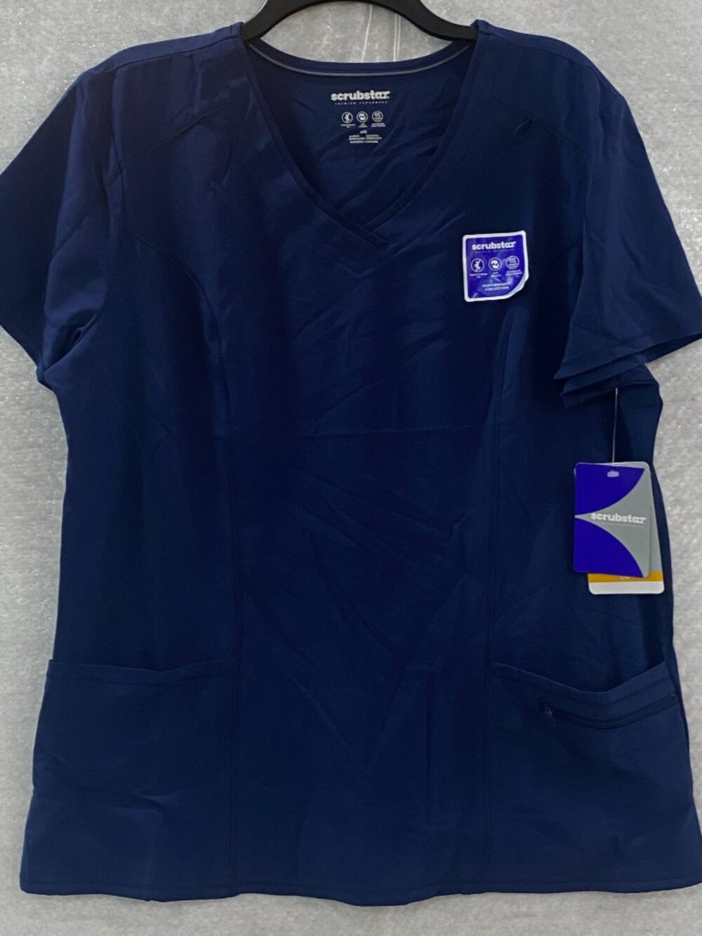 Scrubstar Premium Performance Scrub Top Moisture Wick Woman's L Blue Stretch